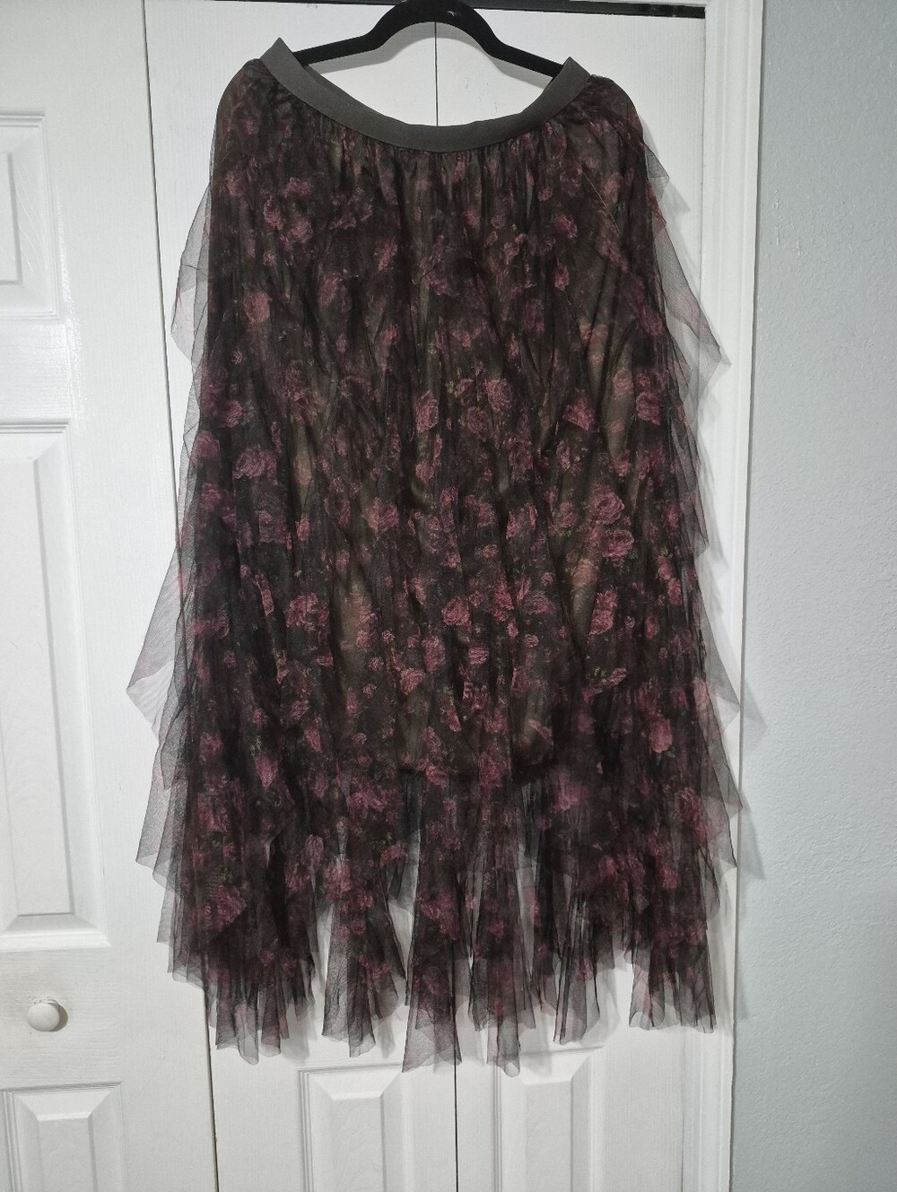 Romantic Goth Fairycore Floral Tulle Skirt